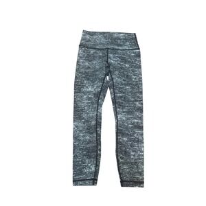 Lululemon Size 8 Black White Marble Print High Rise Leggings Athleisure